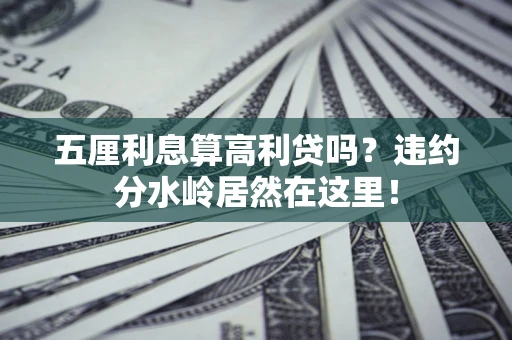 武汉五厘利息算高利贷吗？违约分水岭居然在这里！